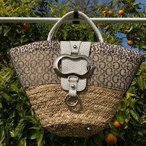 Guess straw tote bag